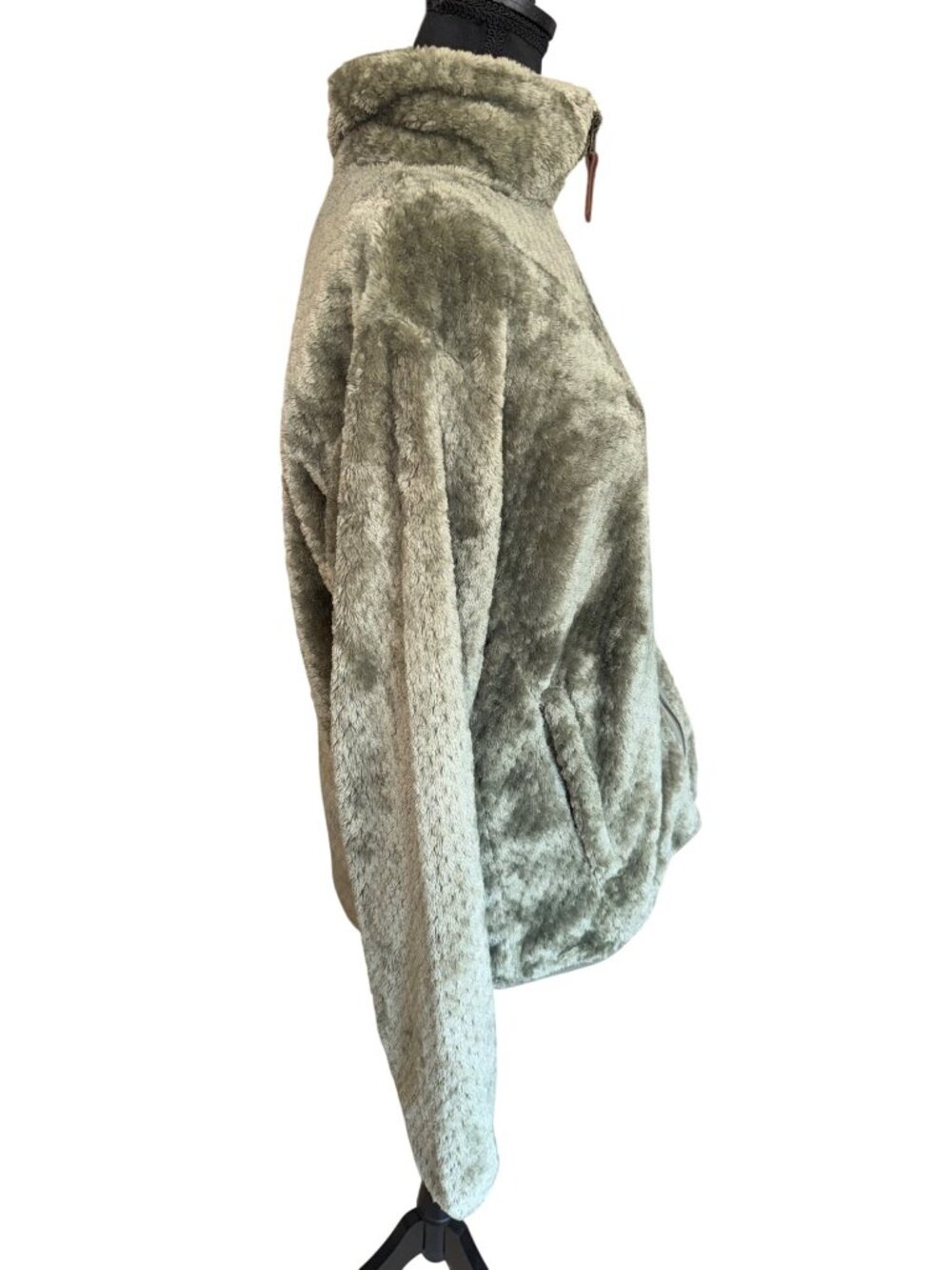Columbia Womens Fire Side II Sherpa Fleece XL Full-Zip Fuzzy Olive Green Jacket - Picture 4 of 11